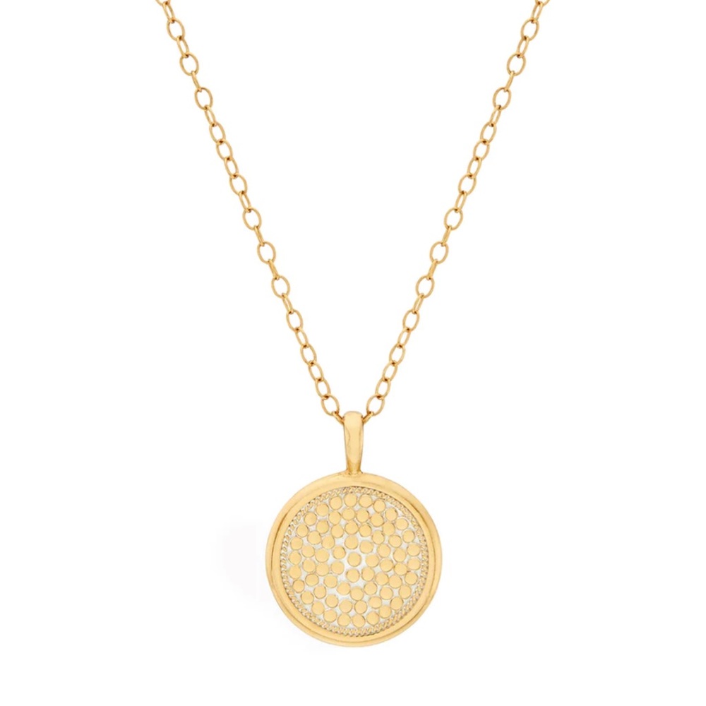 ANNA BECK CLASSIC LARGE SMOOTH RIM CIRCLE NECKLACE IN GOLD New With Pouch